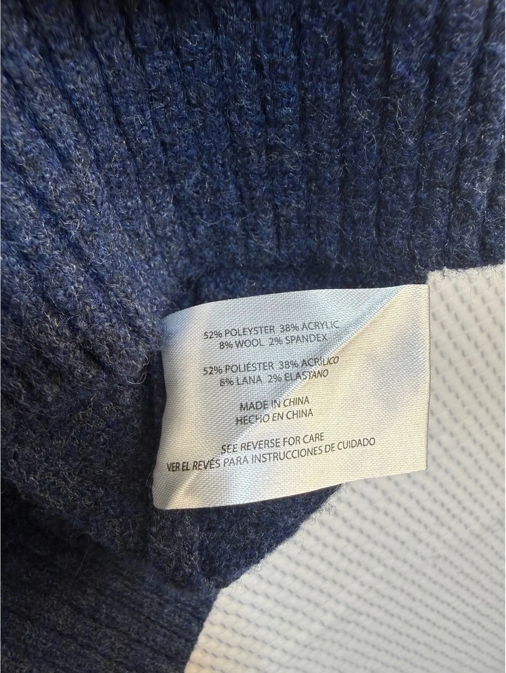 Gap Men’s Large Navy Blue Heathered Wool Blend Crewneck Sweater Pullover
